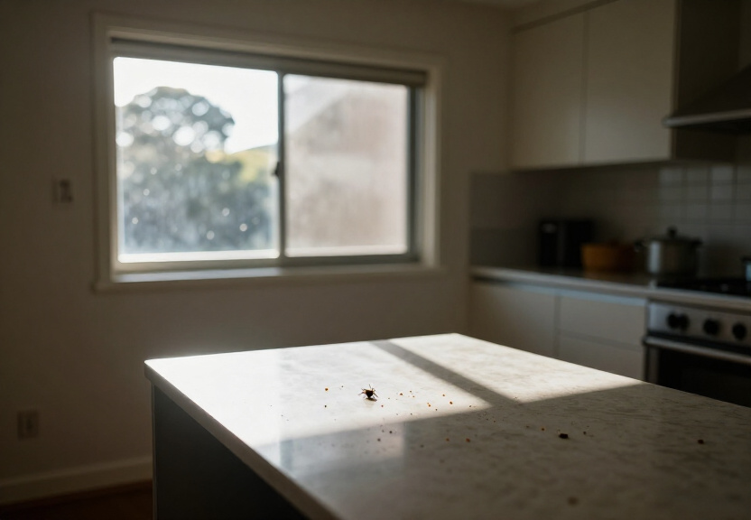 Cockroaches and egg cases in a West Pymble kitchen cabinet